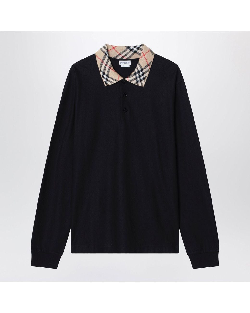 Burberry Black Longsleeved Cotton Polo Shirt for men