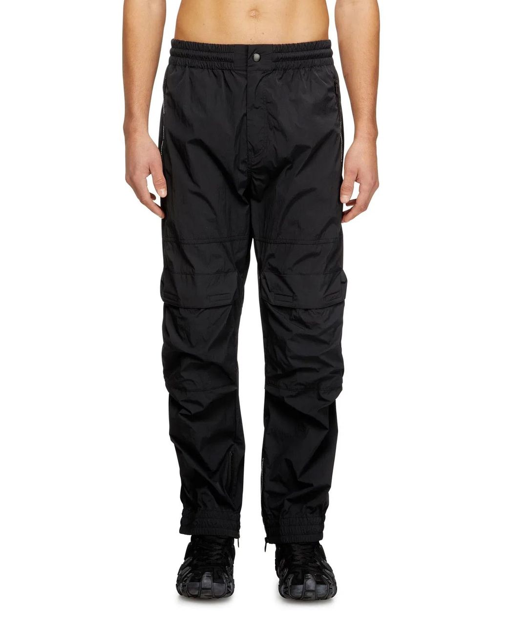 DIESEL Black Cargo Pants With Zip And Snap Button Closure for men