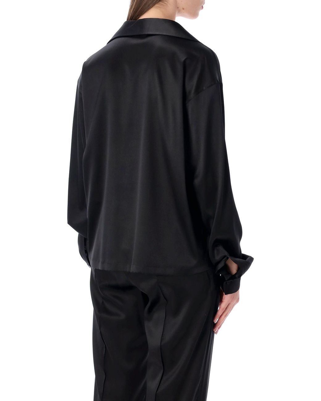 Tom Ford Black Slk Stin Plo With Tonal Tf Logo