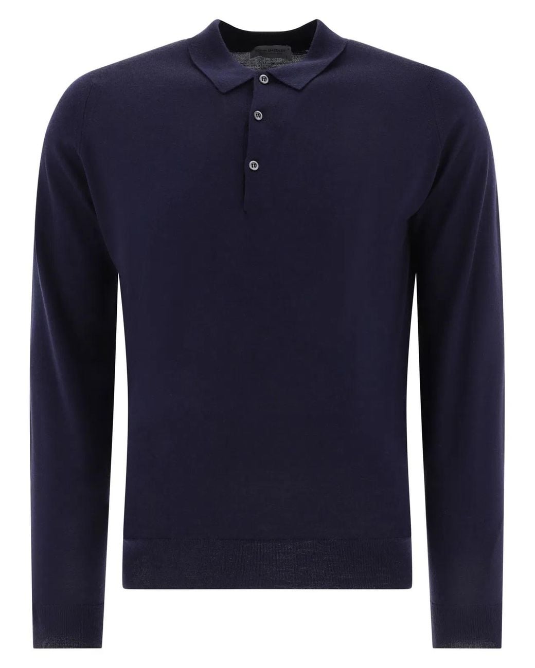 John Smedley Blue "Belper" Merino Wool Polo Shirt for men