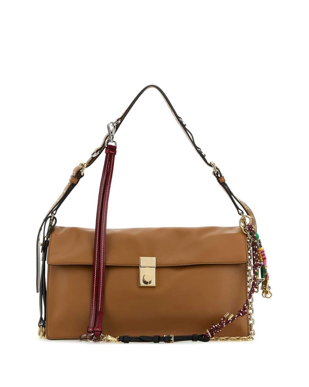 Prada Brown Camel Leather Large Soft Sound Shoulder Bag