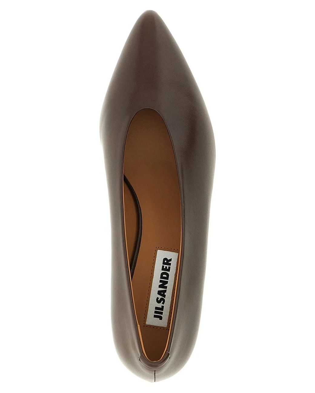 Jil Sander Brown Calfskin Mid Heel Pumps