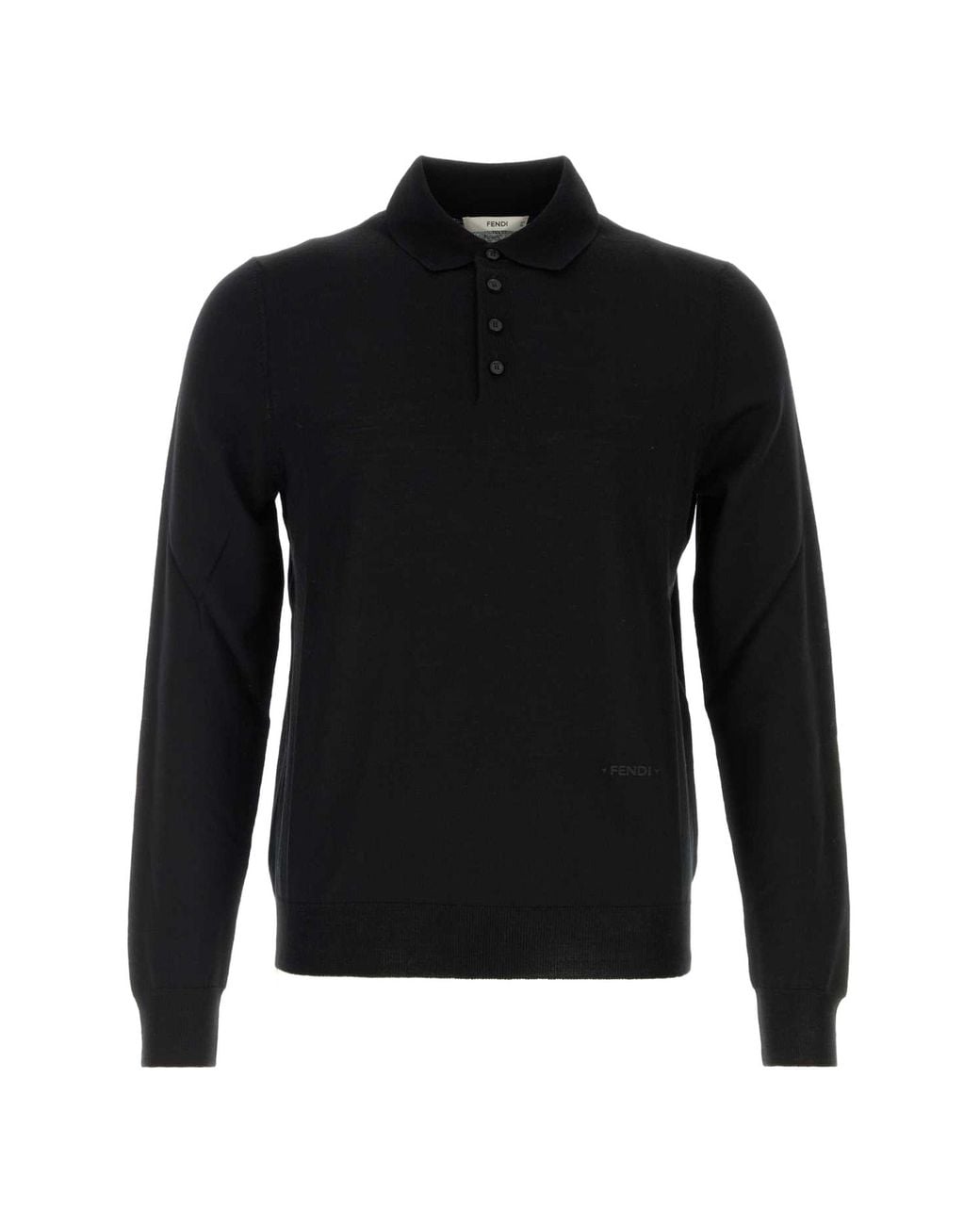 Fendi Black Polo M L Basic Fine Merino for men