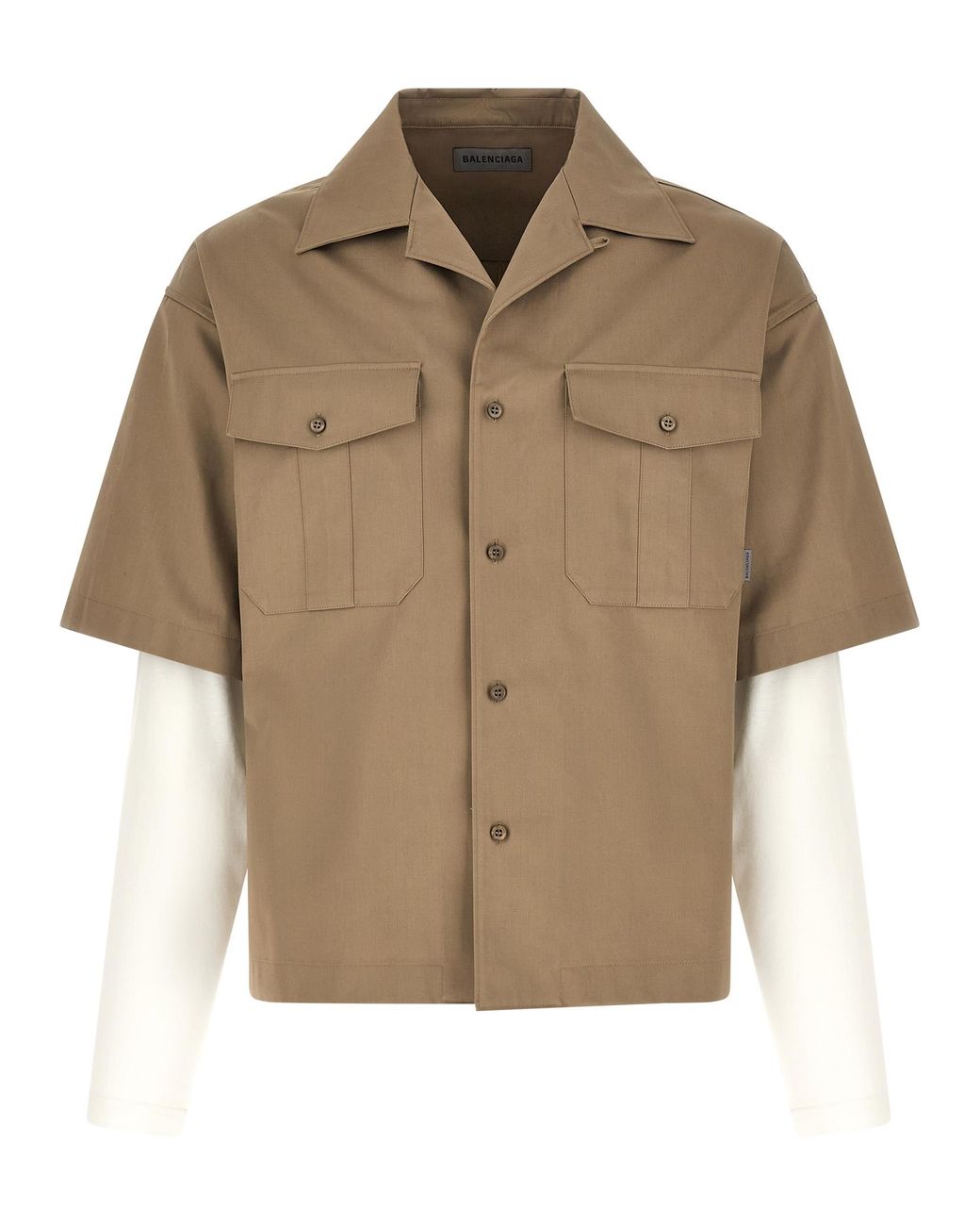 Balenciaga Brown Double-Layer Shirt for men