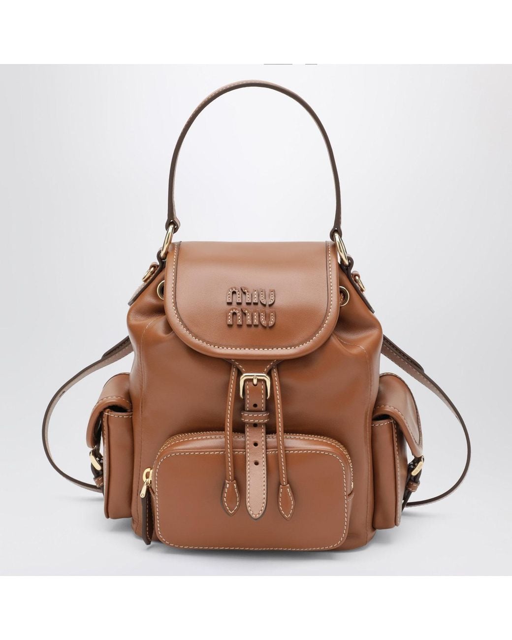 Miu Miu Brown Cognac Calfskin Backpack