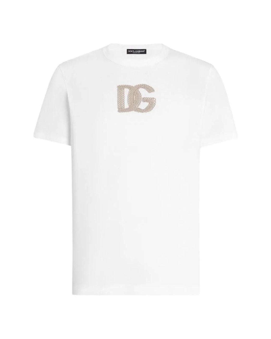 Dolce & Gabbana White Logo Crew Neck T-Shirt for men