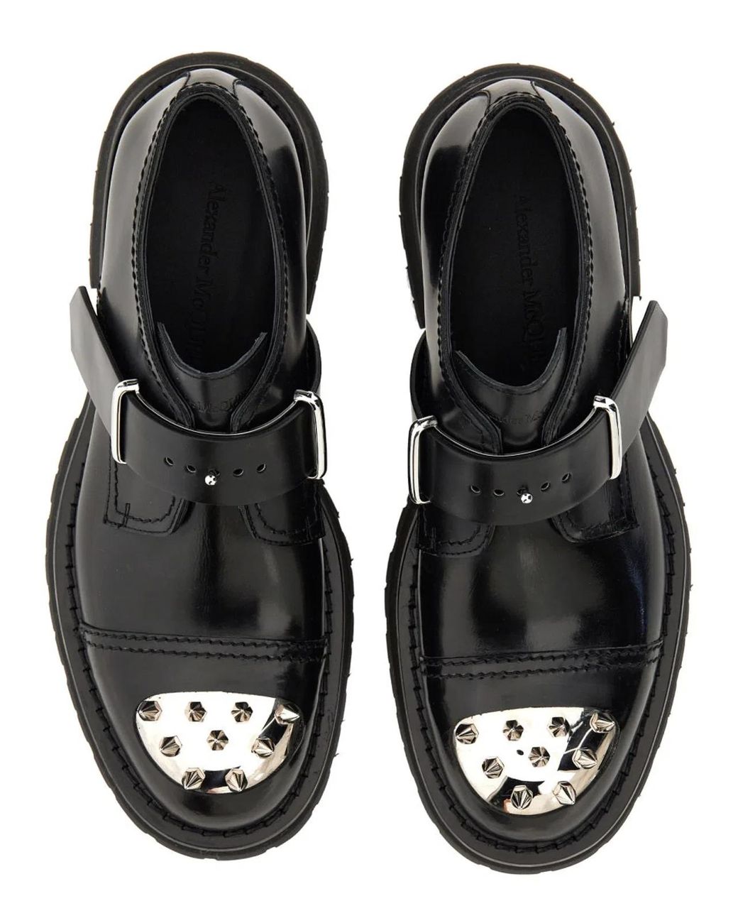 McQueen Black Studded Derby Loafer for men