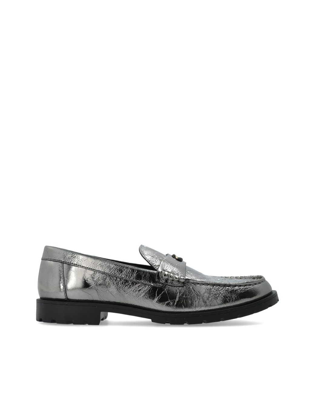 CoachコーチJocelyn Crinkle Leather Logo Loafersローファー COACH Jocelyn Crinkle Leather Logo Loafers in White | Lyst