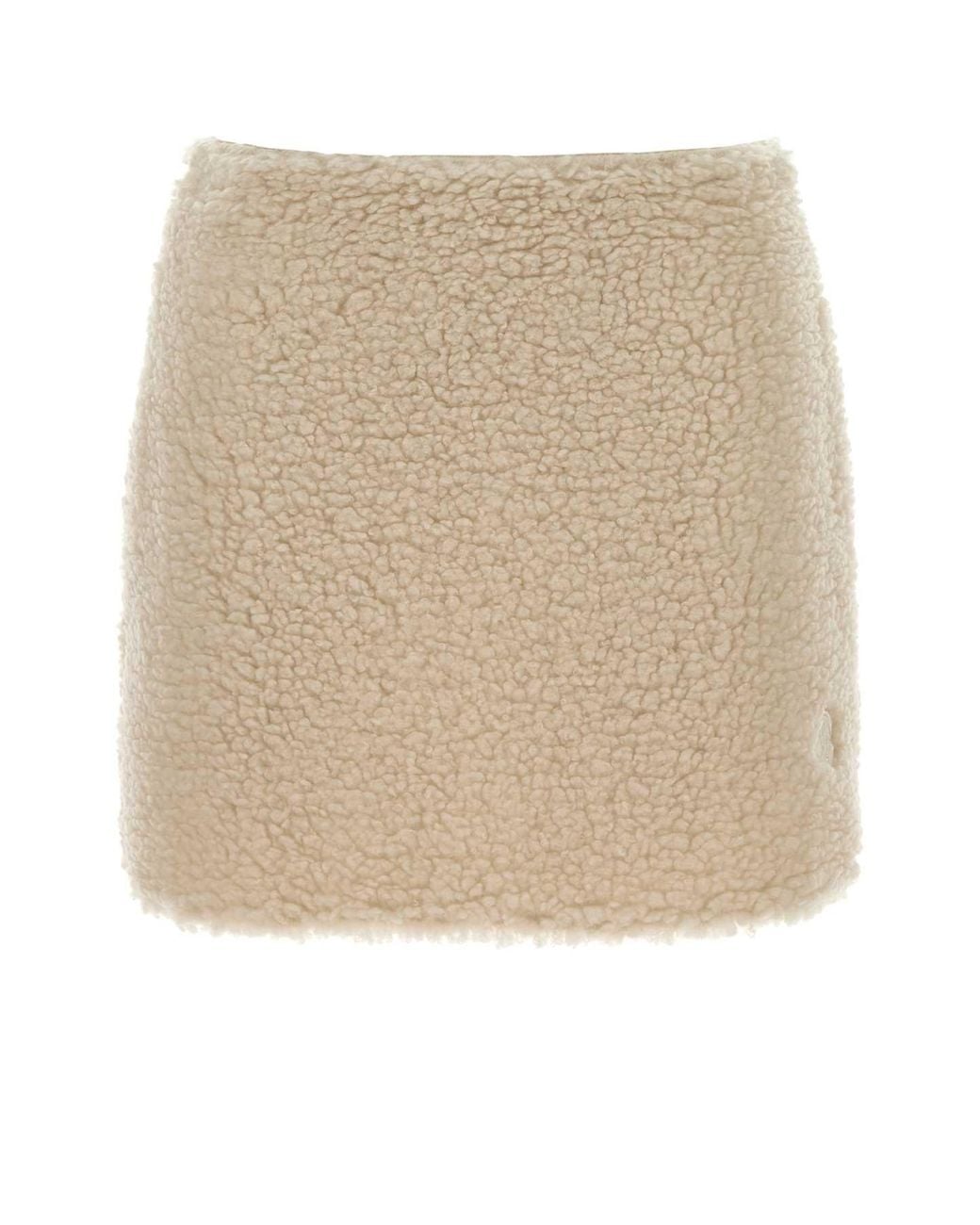 Moncler Natural Ivory Teddy Fabric Mini Skirt