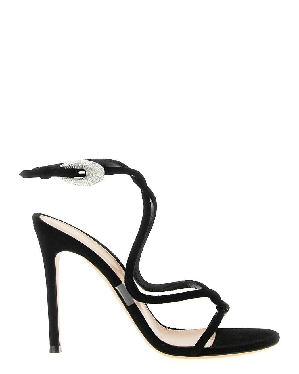Gianvito Rossi Black 'Mamba Crystal' Sandals