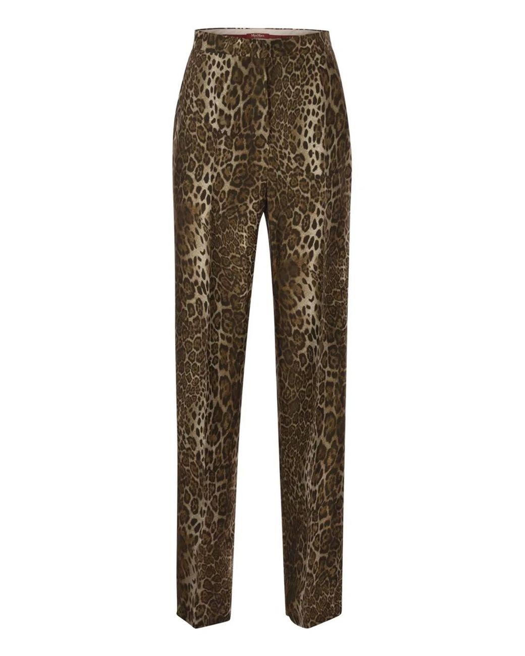 Max Mara Brown Mstromana – Silk Trousers With Animal Print