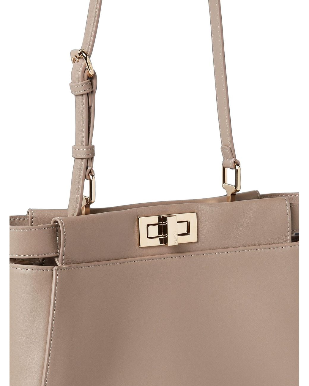 Fendi Natural Small My Peekaboo Leather Shoulder Bag