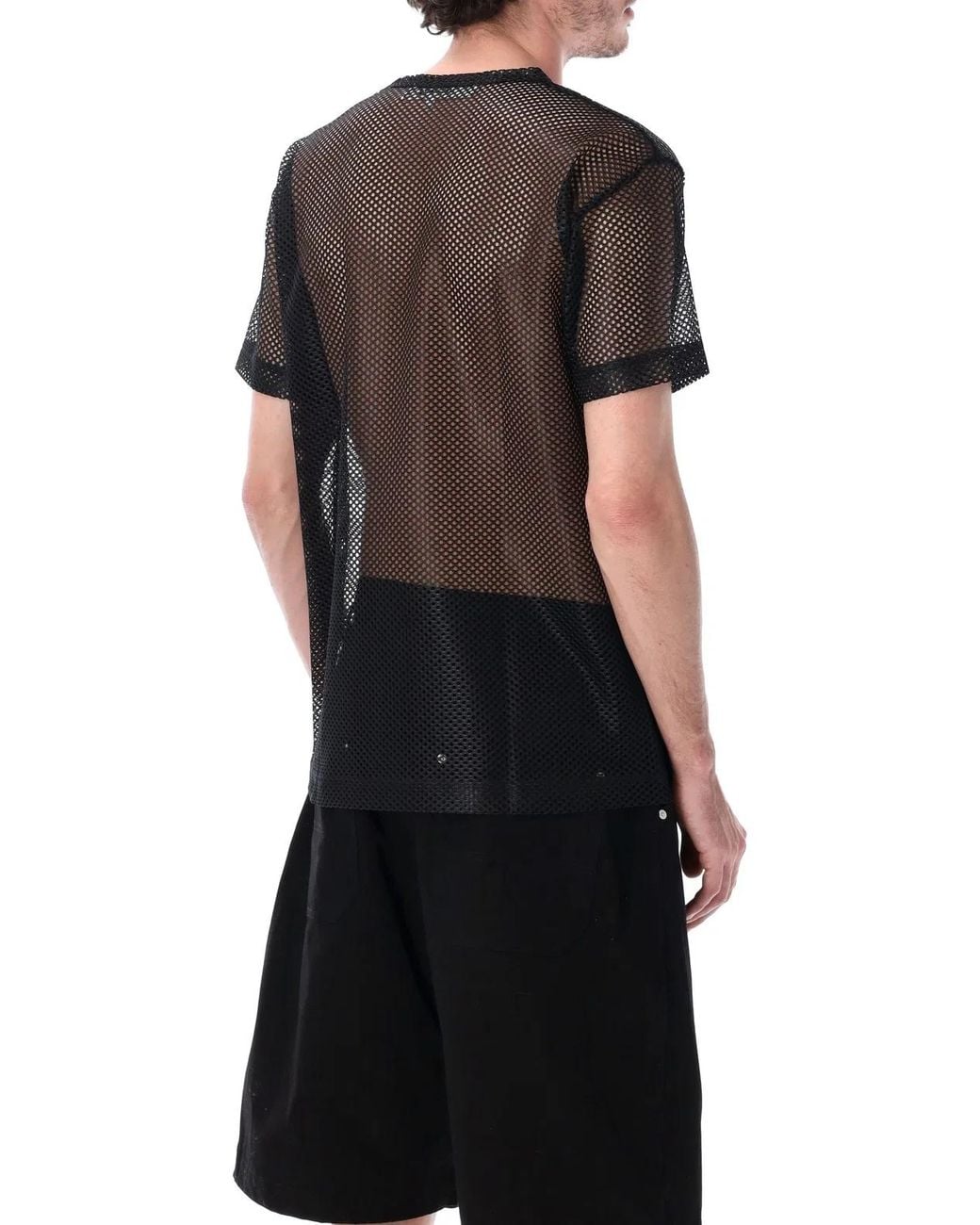 COMME DES GARÇONS PLAY Black Mesh T-Shirt With Heart for men