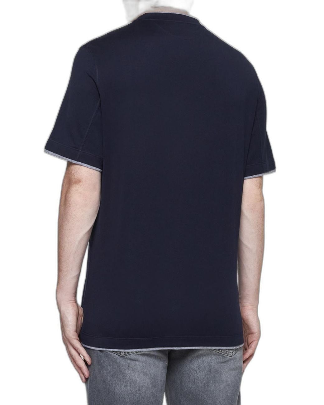 Brunello Cucinelli Blue Cotton T-Shirt for men