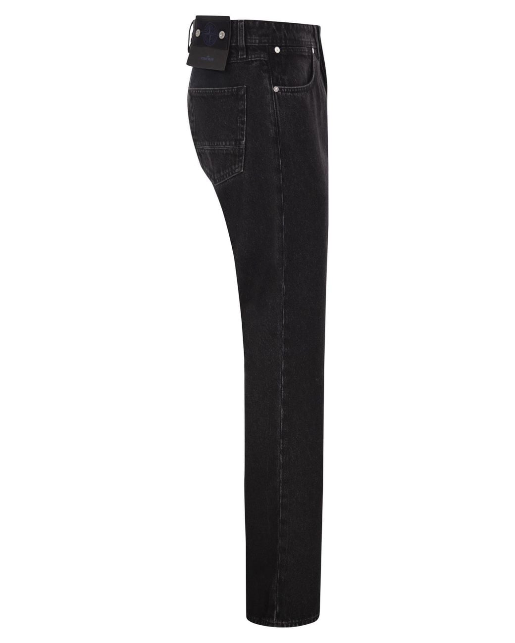 Stone Island Black Straight-Leg Five-Pocket Cotton Jeans for men