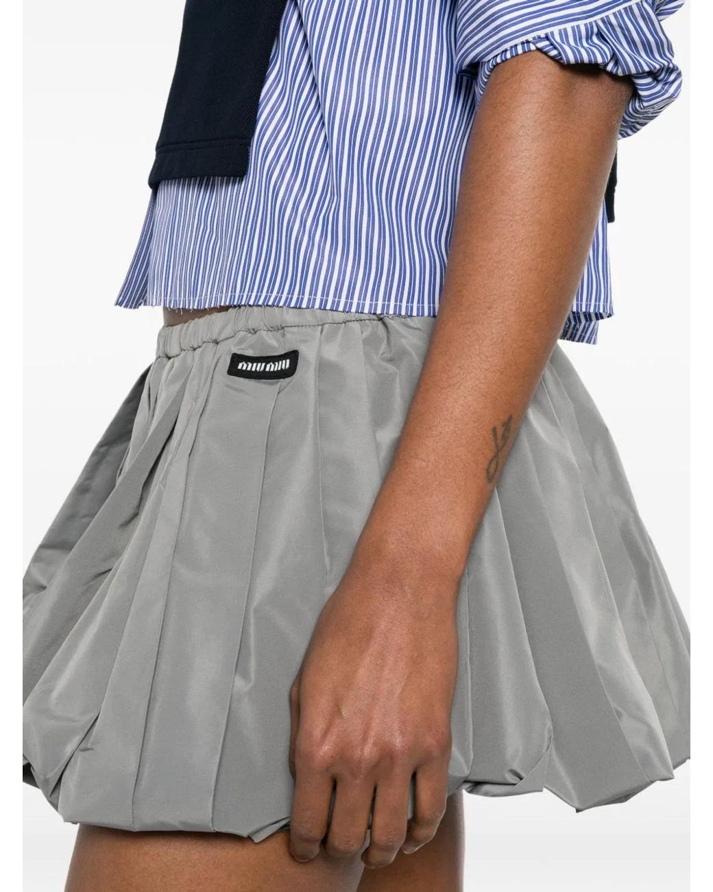 Miu Miu Gray Sleeveless Cotton Poplin Shirt