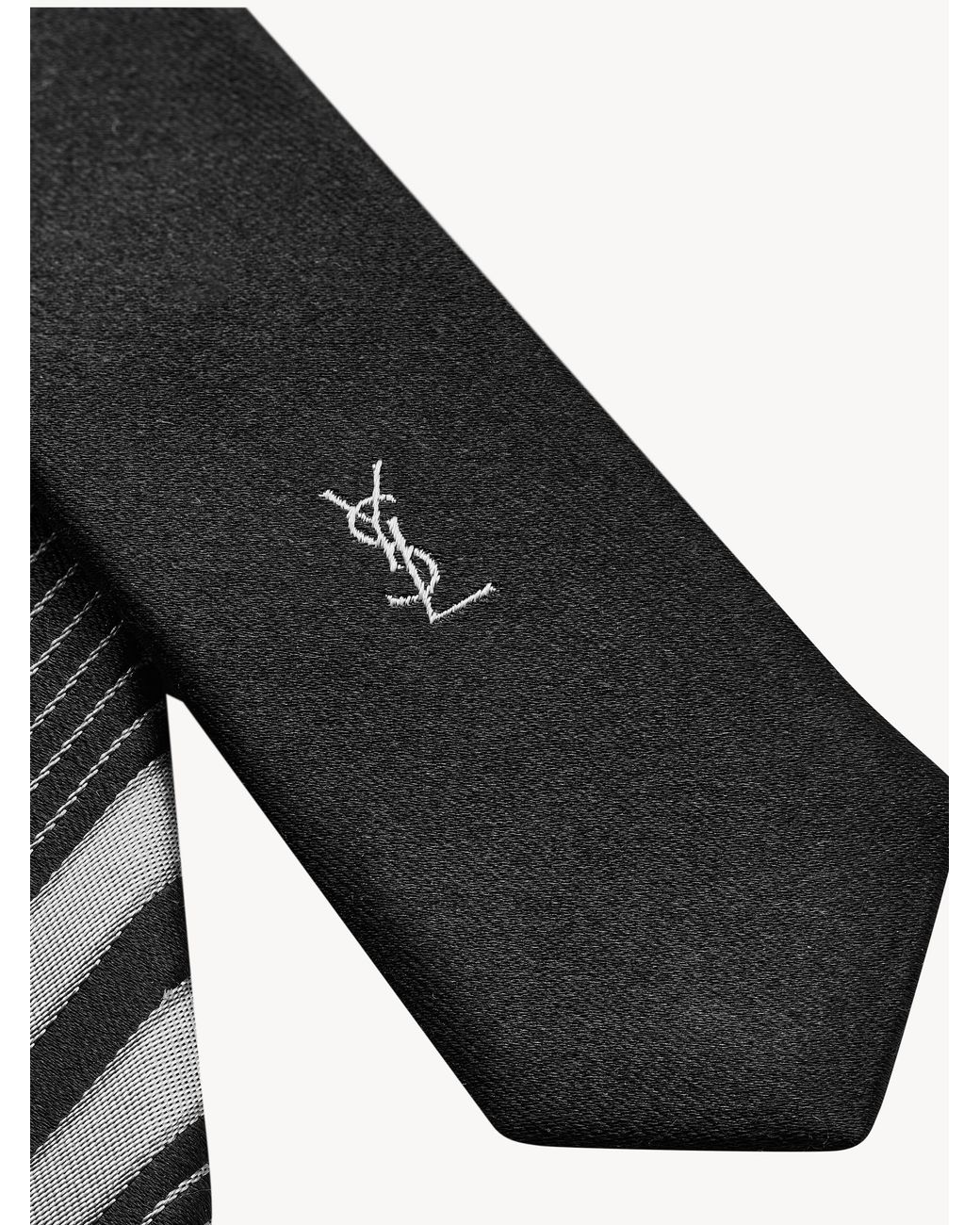 Saint Laurent White Striped Tie