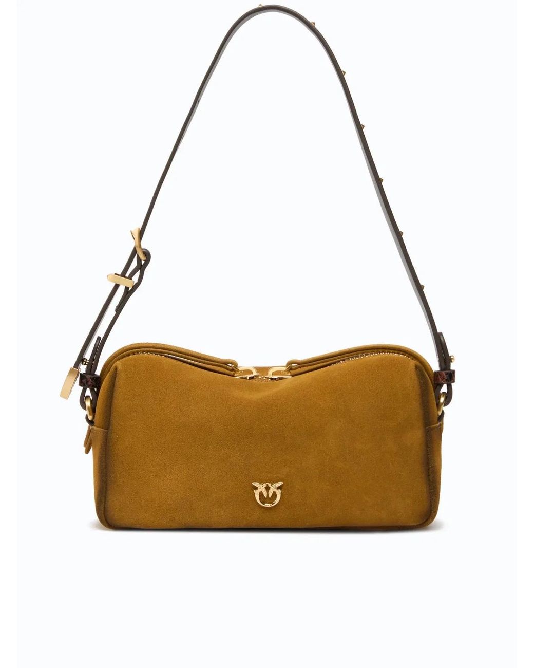 Pinko Metallic Trittico Mini Suede Bag