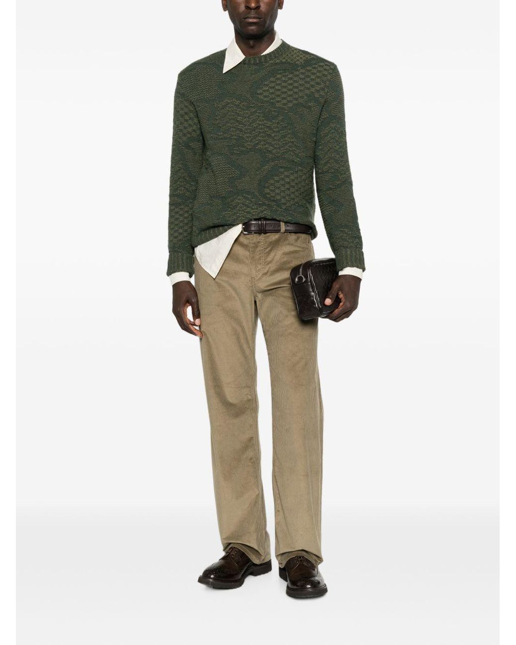 Etro Green Cable Knit Wool Sweater for men