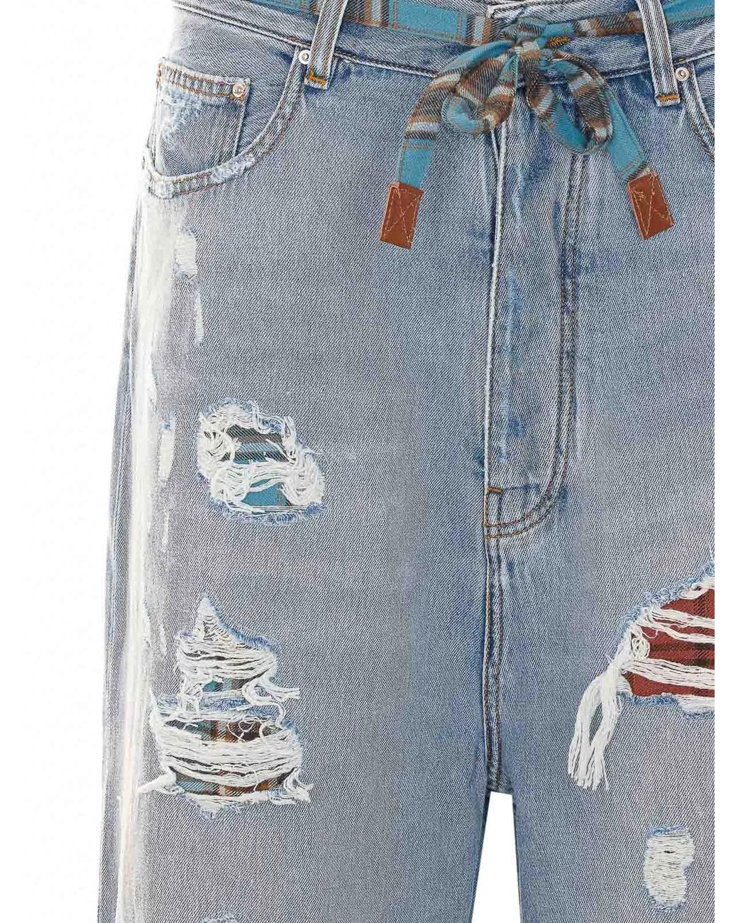 Amiri Blue Surfrider Flannel Repair Jeans for men