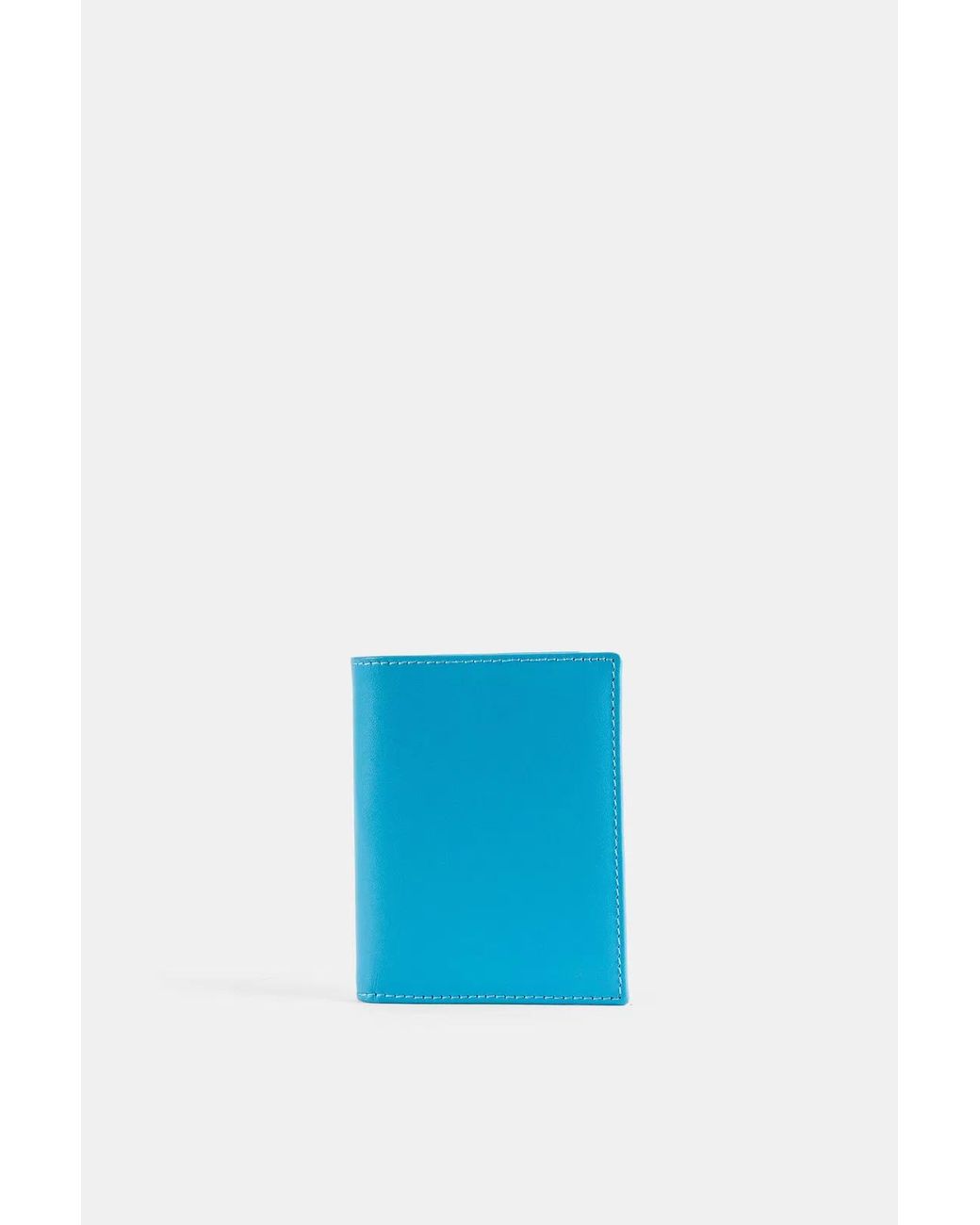 Comme des Garçons Blue Wallet Portefeuille Plié En Cuir Bleu