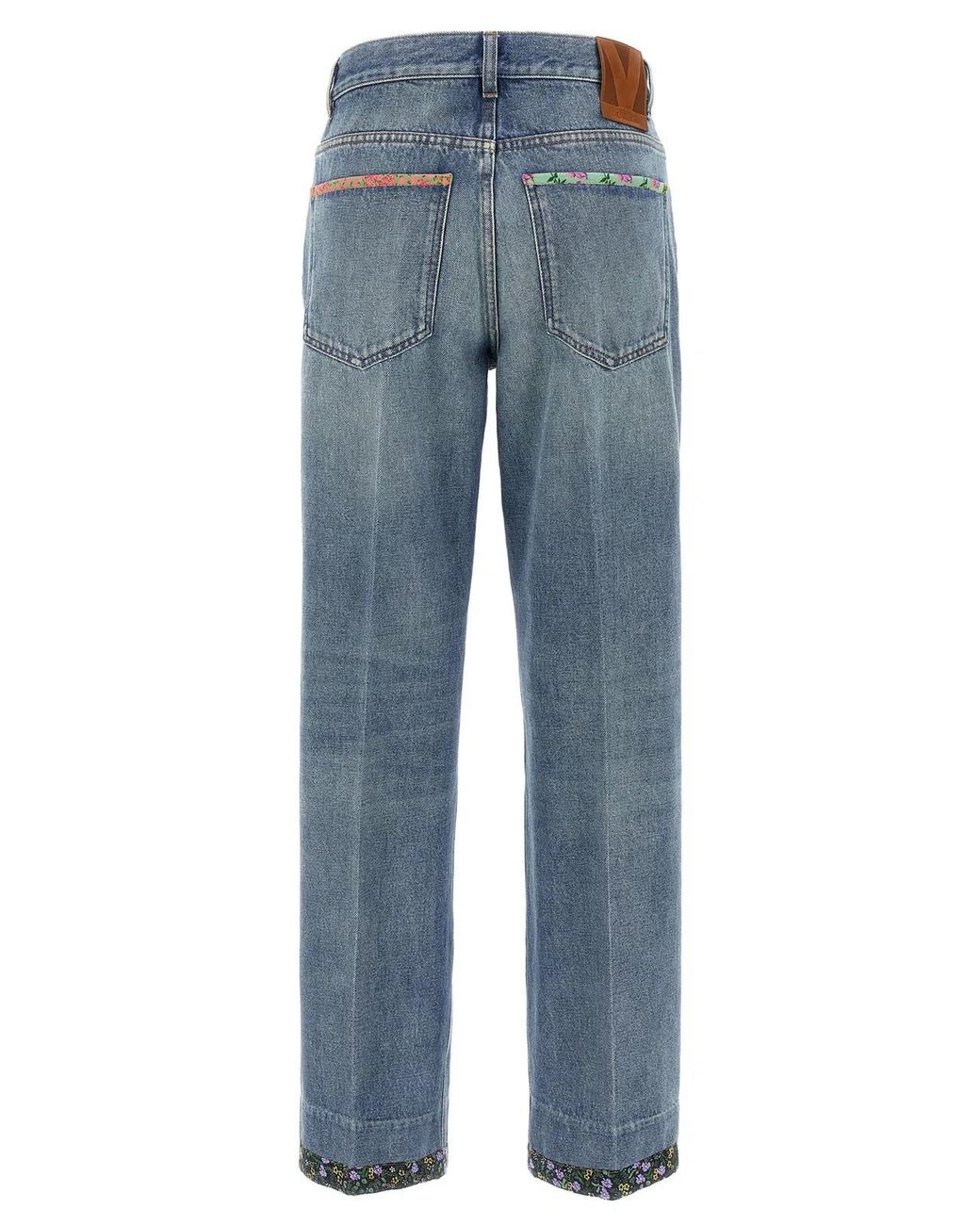 Valentino Garavani Blue Floral Jeans