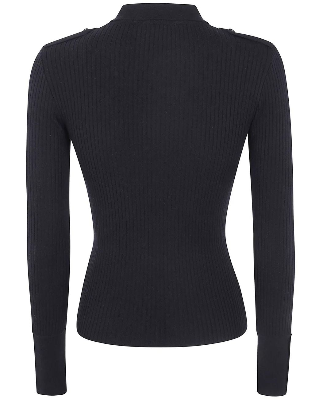 Courreges Blue Courregès Rib Knit Ls Polo Sweater