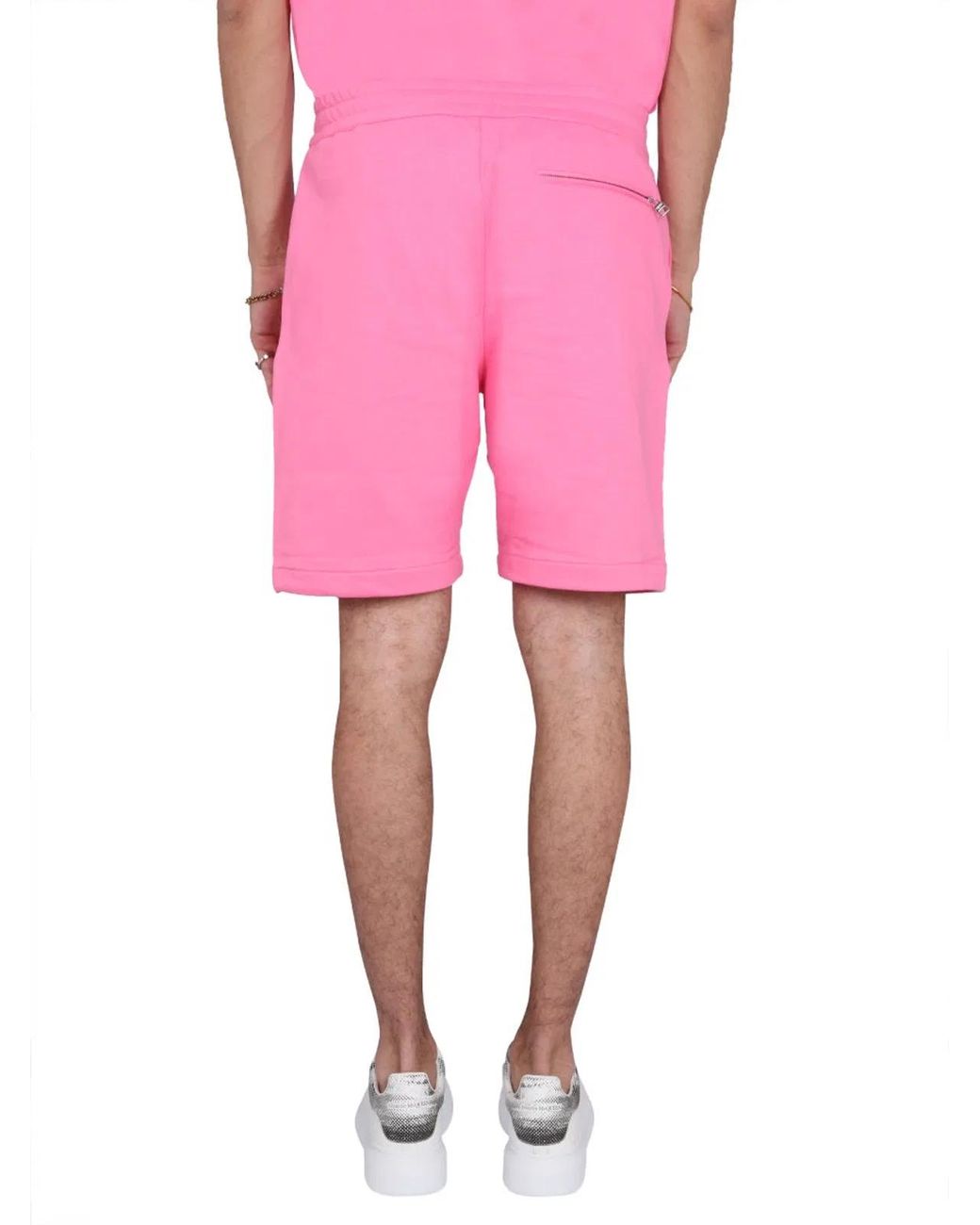McQueen Pink Bermuda Shorts With Graffiti Logo Print for men