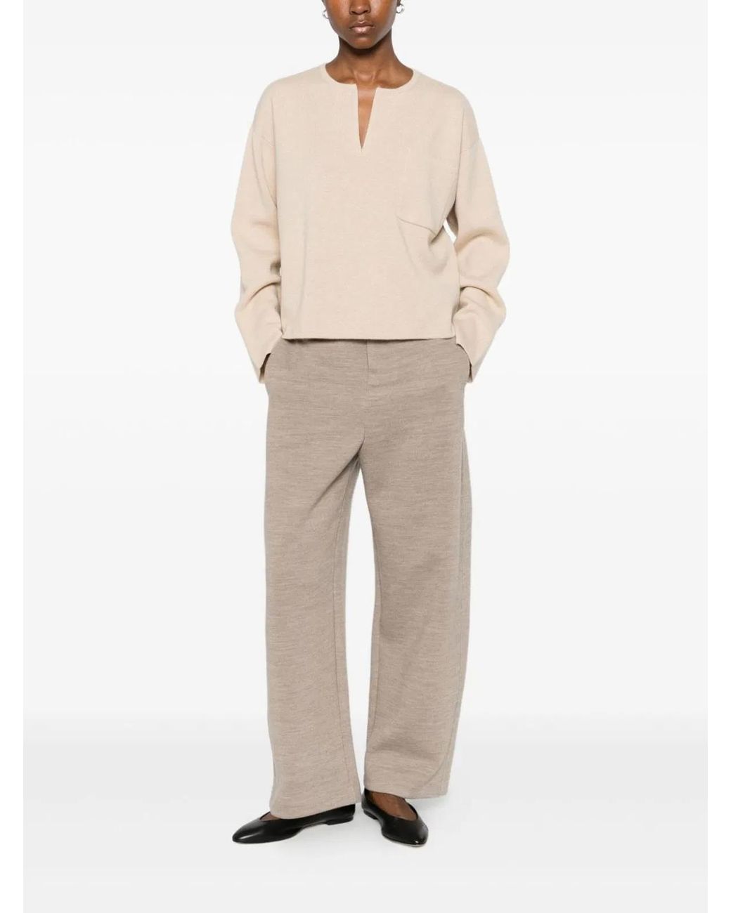 Max Mara Gray Wool And Cotton Trousers
