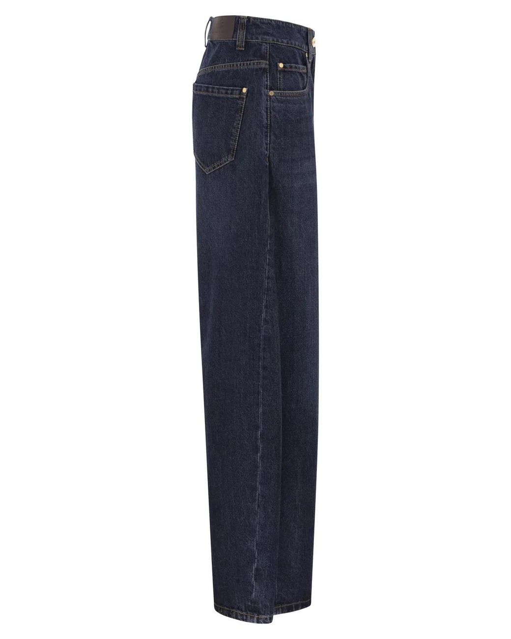 Brunello Cucinelli Blue Wide-Leg Cotton Denim Jeans