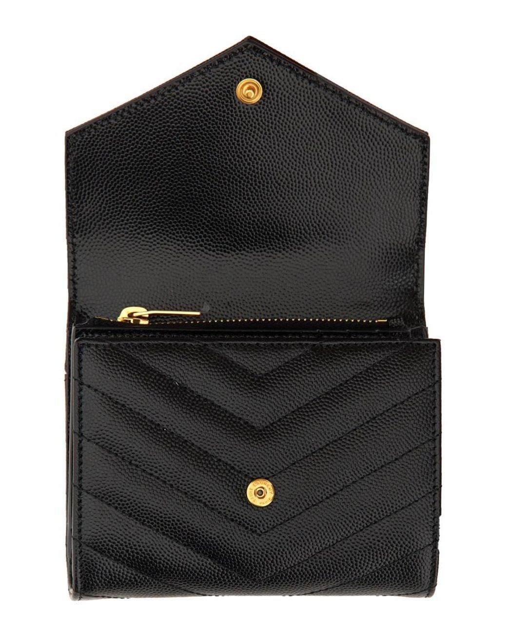 Saint Laurent Black Portafoglio Tri-Fold "Cassandre"