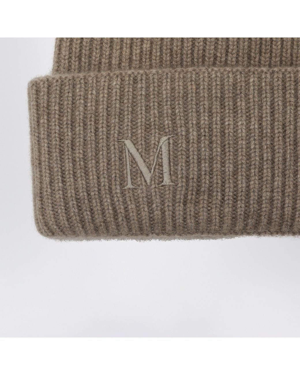 Max Mara Brown Mmretina Initial Ribbed Beanie