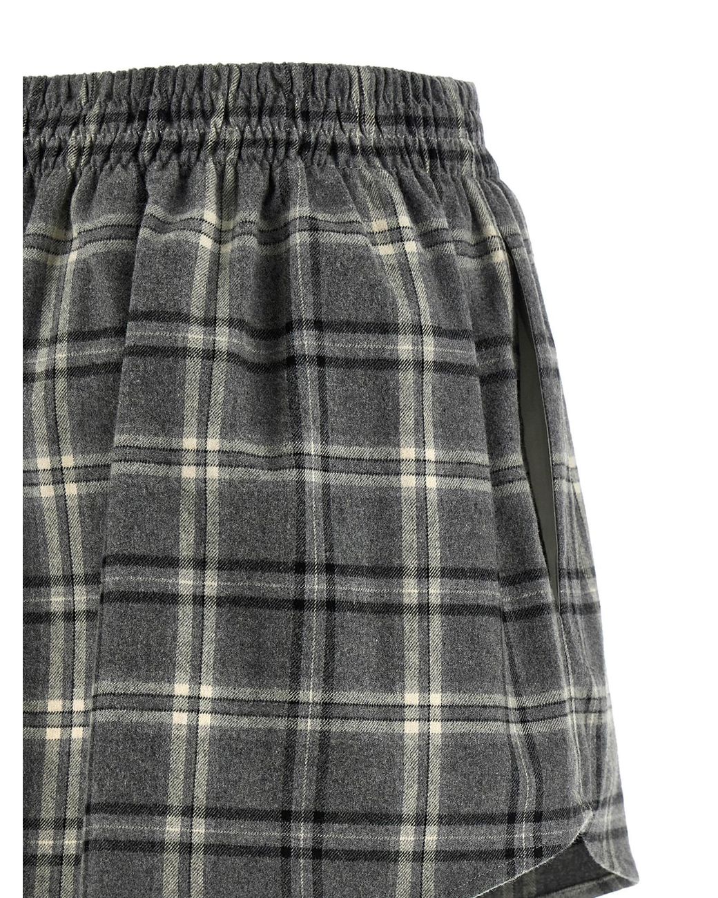 Miu Miu Gray Check Flannel Skirt