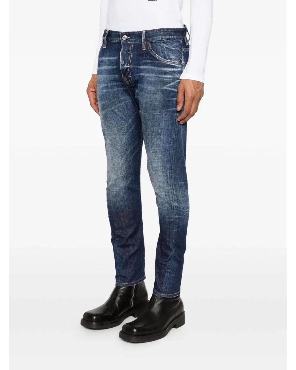DSquared² Blue 5 Pockets Cotton Elastane Pants for men