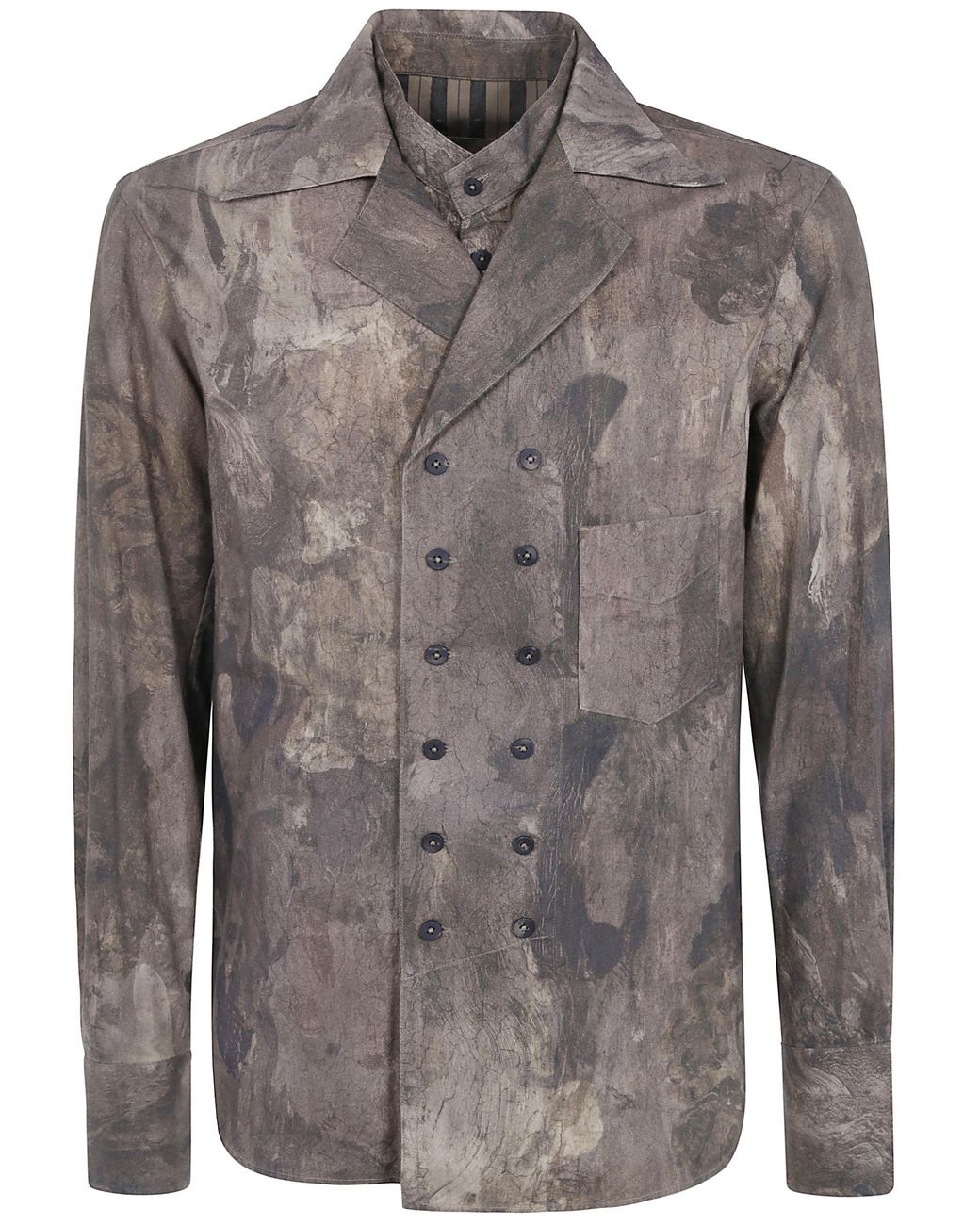 Ziggy Chen Gray Digital Print Doublebreasted Shirt for men