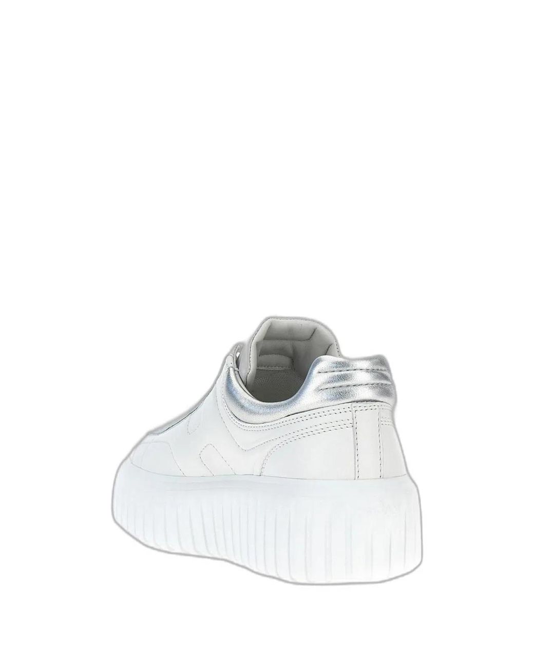 Hogan White Optical-Tone Nappa Leather Metallic Flat Shoes