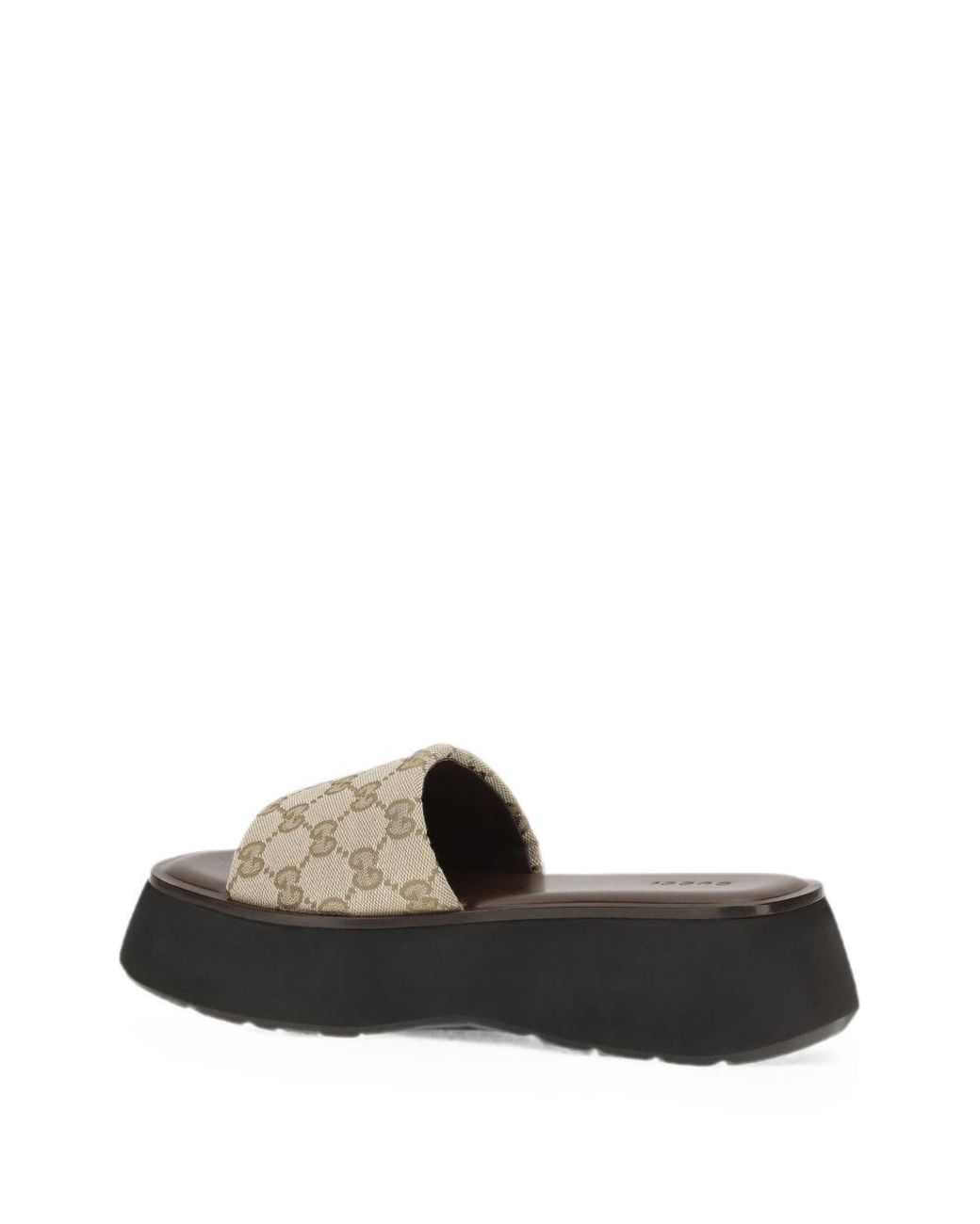 Gucci Black Platform Logo Strap Slides