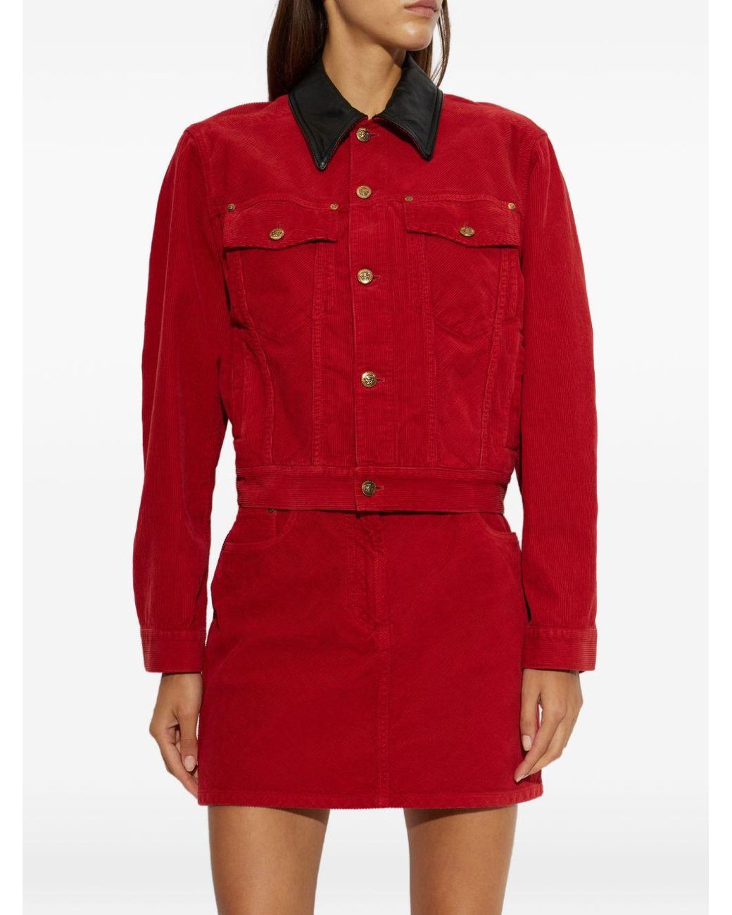 Versace Red Denim Garment-Dyed Jacket