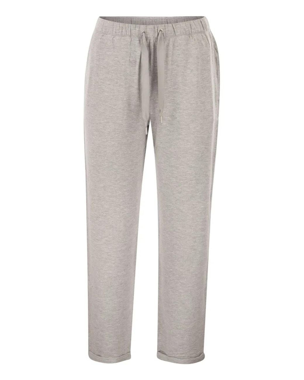 Majestic Gray Stretch Viscose Jogger Trousers With Drawstring Waist