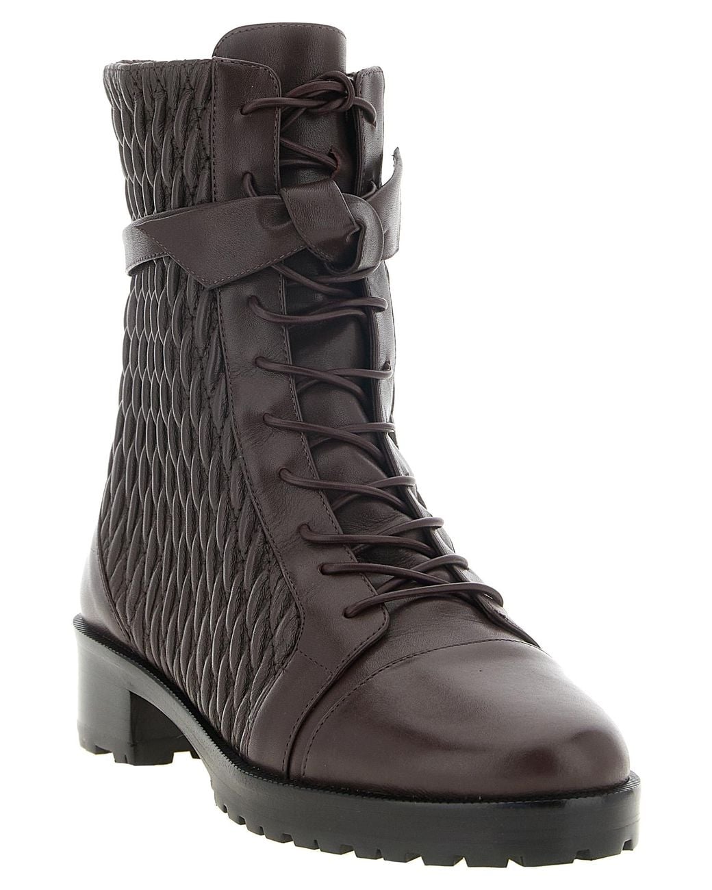 Alexandre Birman Brown 'Quilted Clarita Combat' Ankle Boots