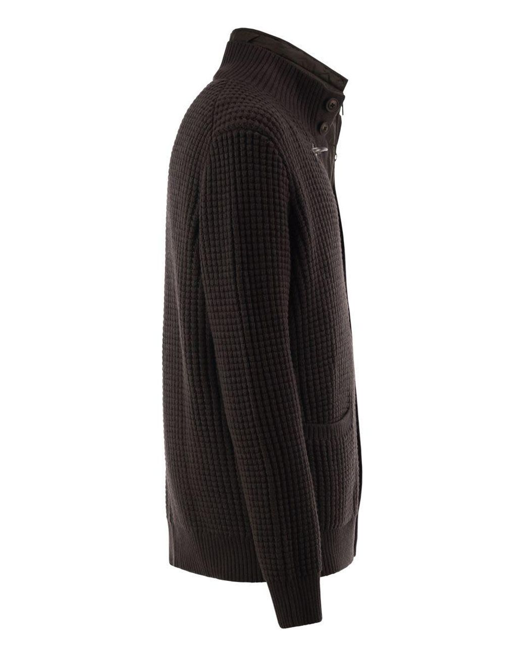 Fay Black Wool Cardigan With Removable Padded Gilet for men