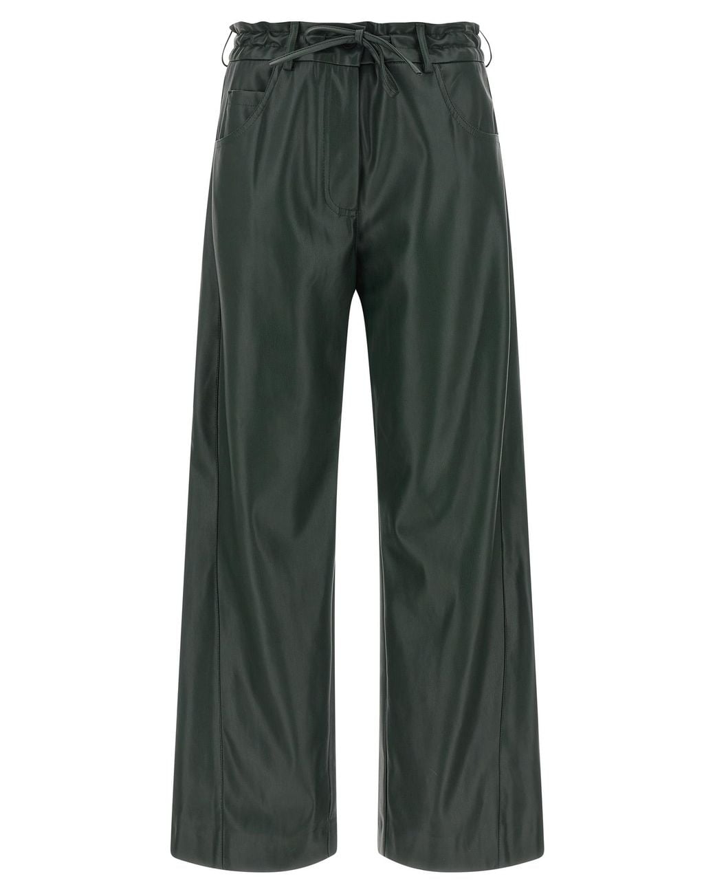 Nude Green Faux Leather Trousers