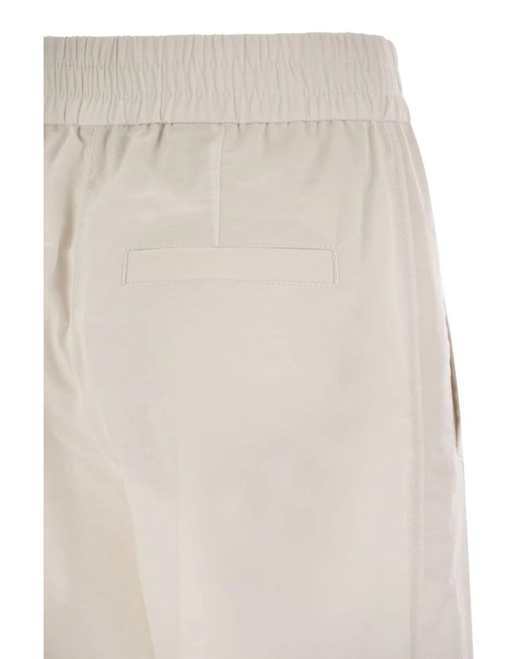Brunello Cucinelli White Loose Fit Cotton Trousers