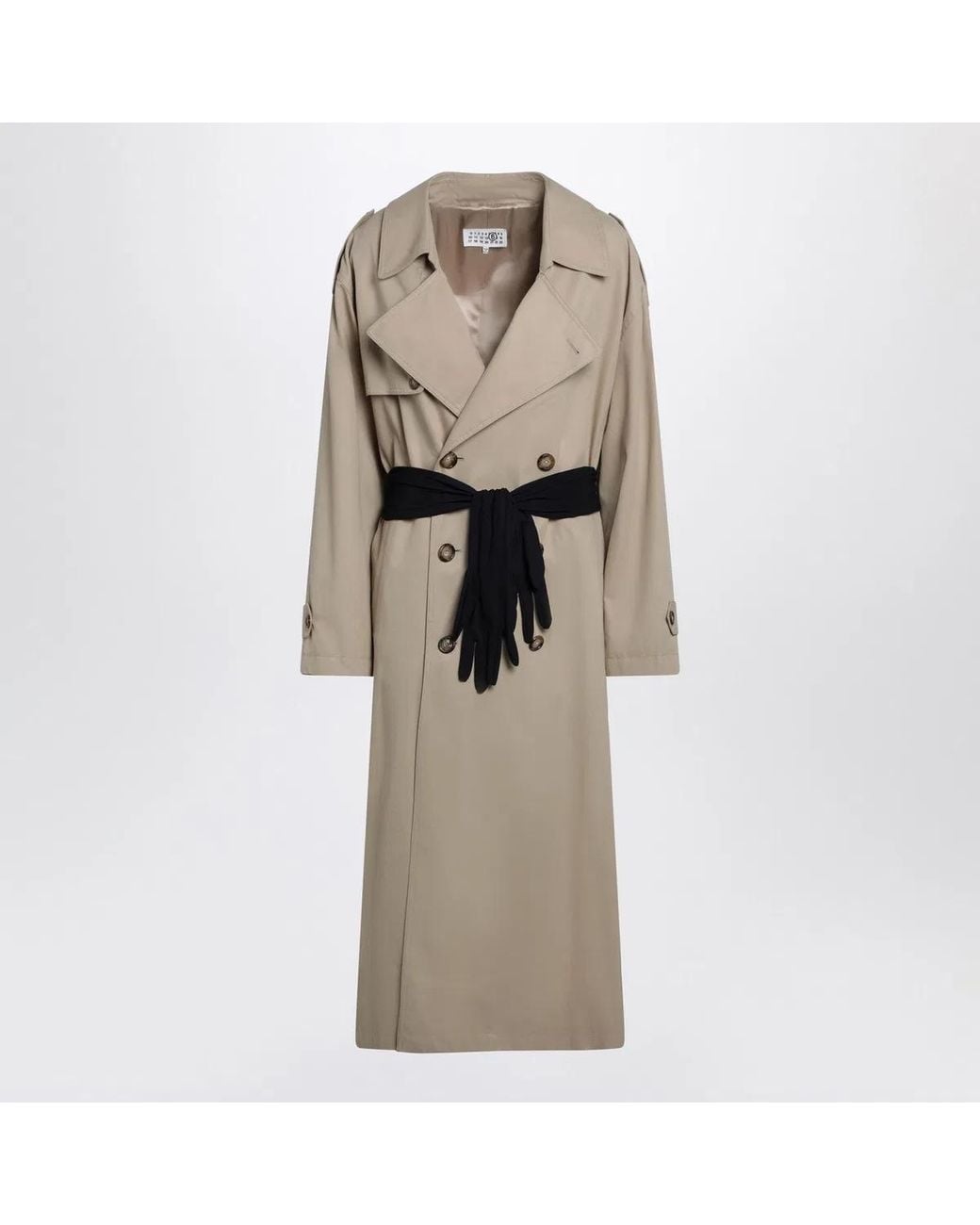 MM6 by Maison Margiela Natural Cotton Trench Coat With Gloves