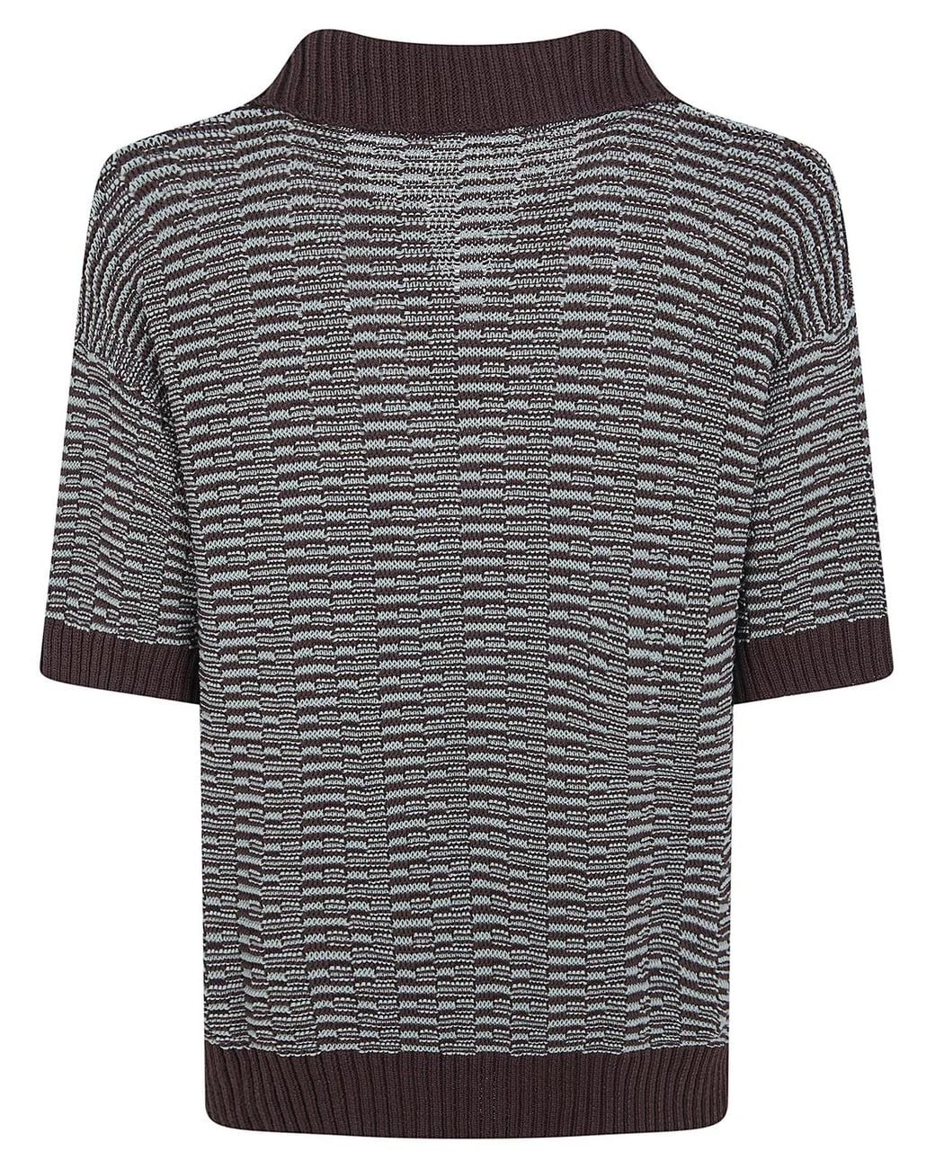 Nuur Black Two Tone Striped Short Sleeved Polo Neck T-Shirt for men