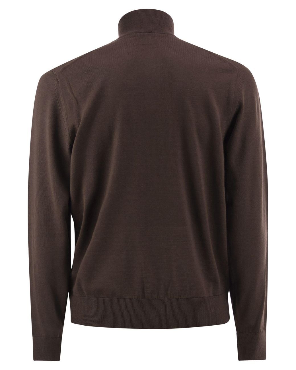 Boss Brown Pure Virgin Wool Zip-Up Cardigan for men