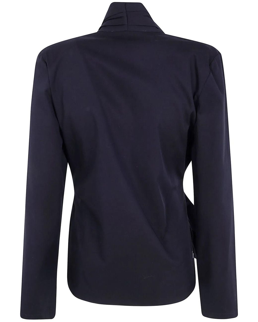 Maria Calderara Blue Drapped Shirtcotton Twill Drapped Shirt