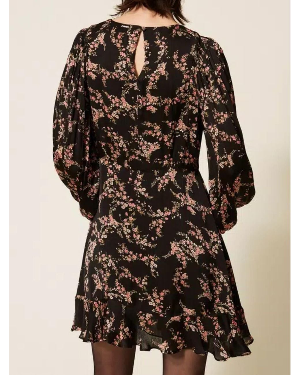 Twinset Black Viscose Abito Midi Dress
