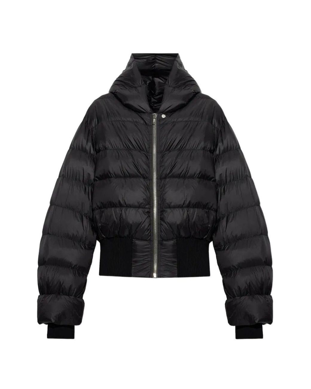Rick Owens Black Down Jacket With Hood for men