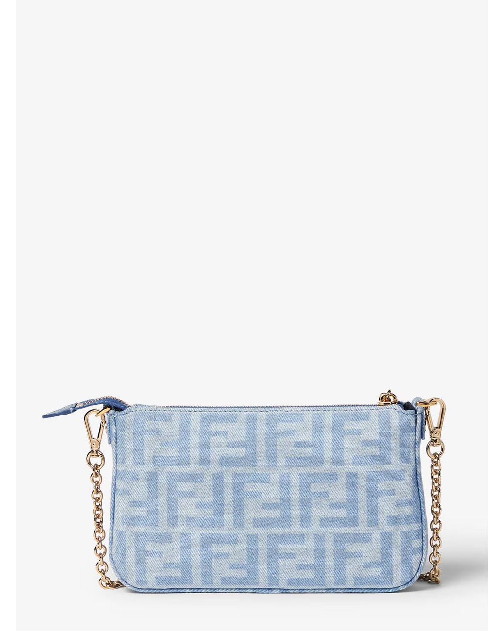 Fendi Blue Pouch Tube Con Catena